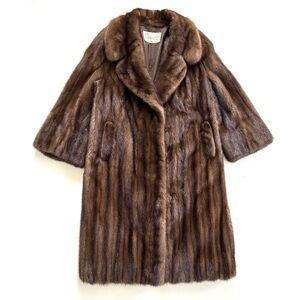 Vintage Genuine Brown Lunaraine Mink Fur Long Coat